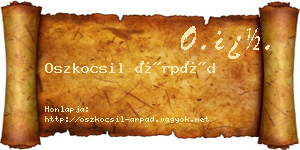Oszkocsil Árpád névjegykártya